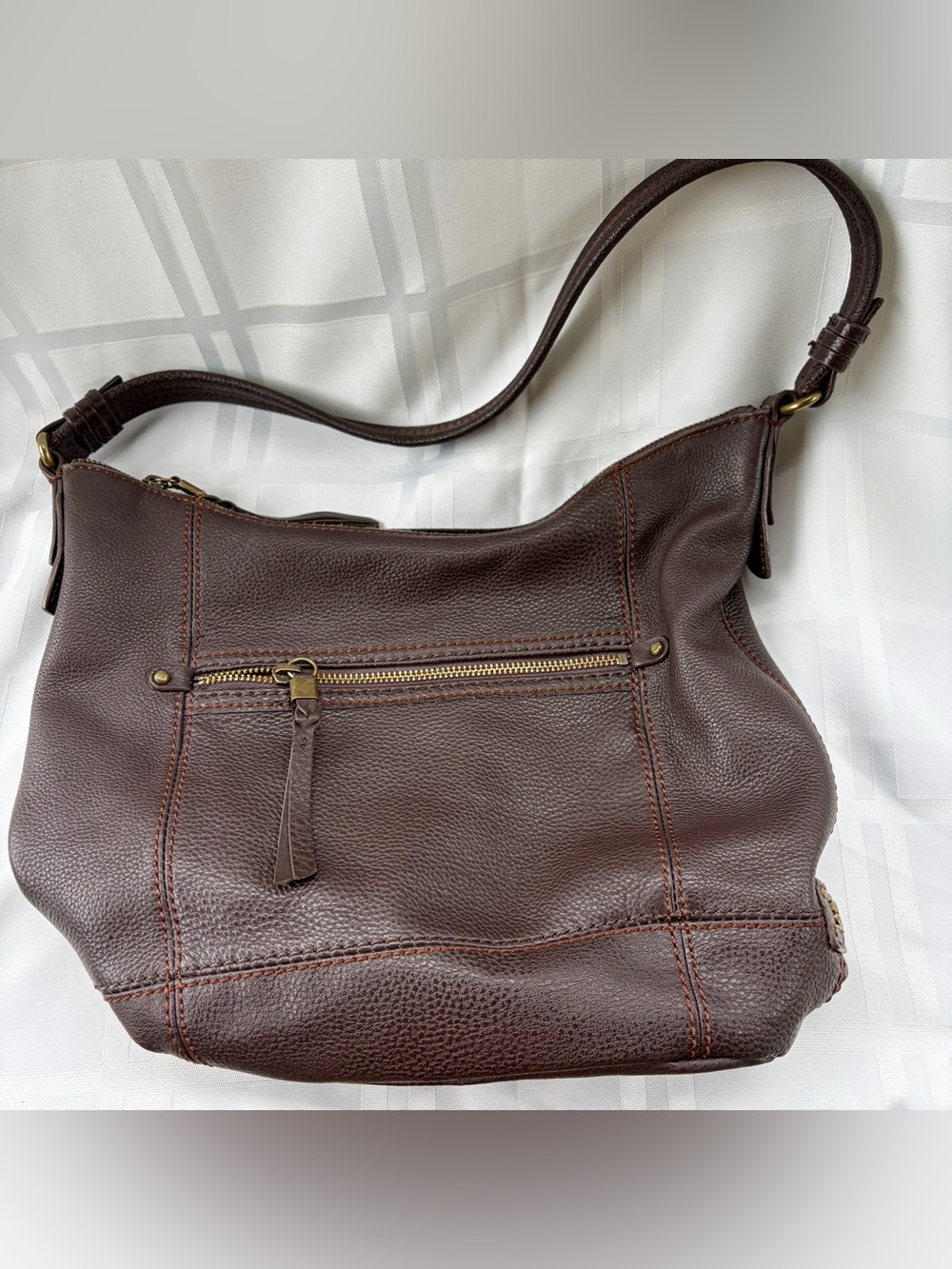 The Sak Dark Brown Pebbled Leather Shoulder Bag - Picture 2 of 7